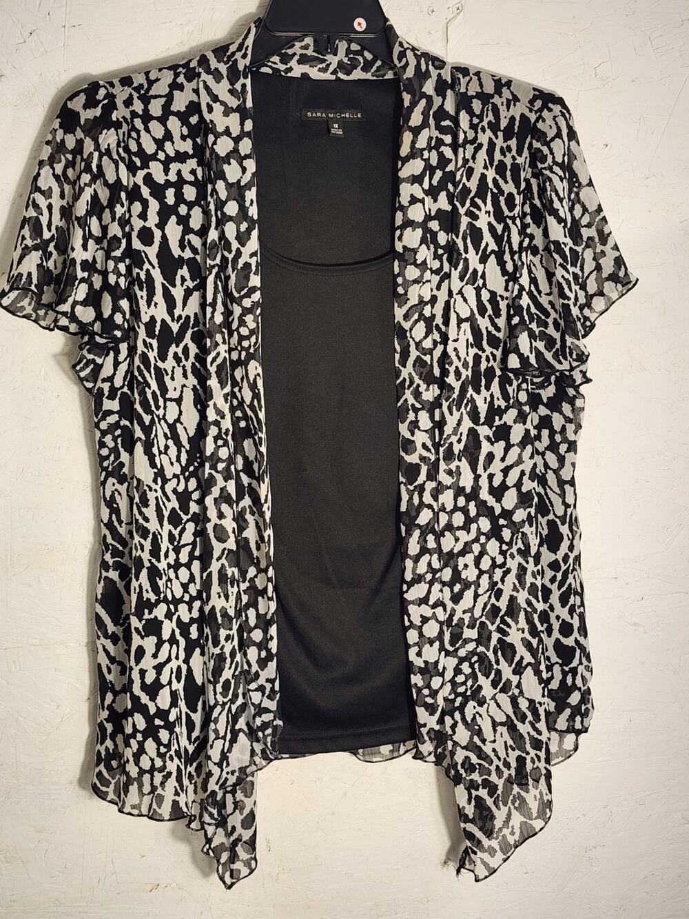 Sara Michelle Animal Print Black Outer Cover Round Neck Short Sleeve 1x
